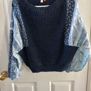 Anthropologie Pilcro Embroidered Floral Sweater Pullover M